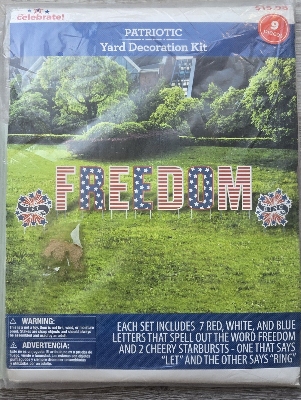 Patriotic 'FREEDOM' Yard Decoration Kit - Red White Blue Letters